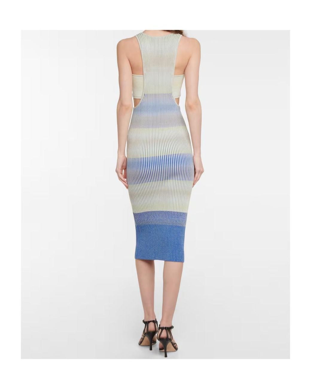 Jonathan Simkhai Blue Striped Cutout Dress