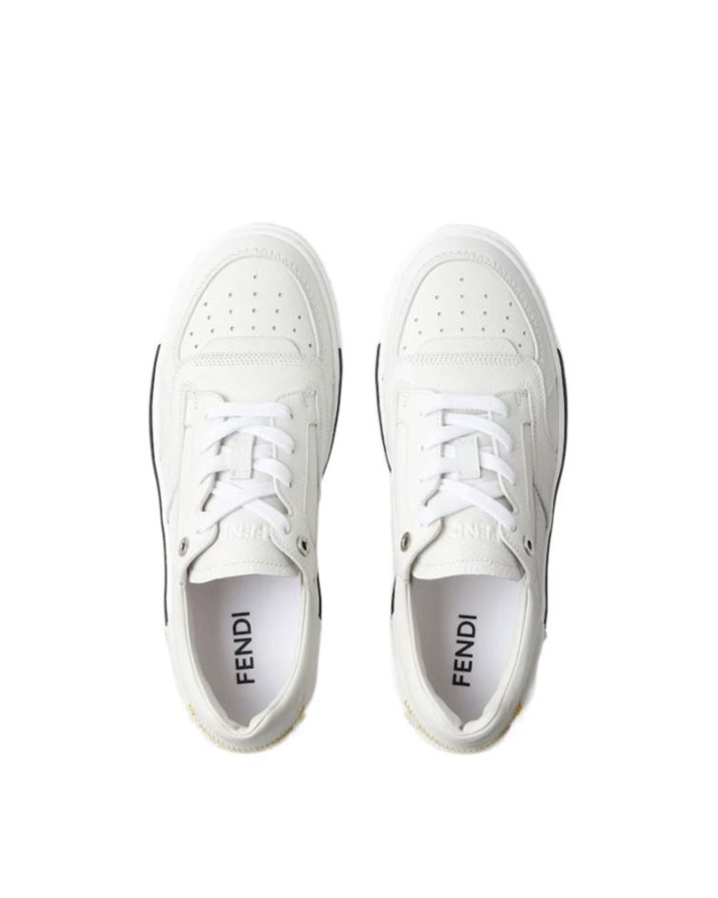 Fendi White Fender Lace-Up Sneakers for men