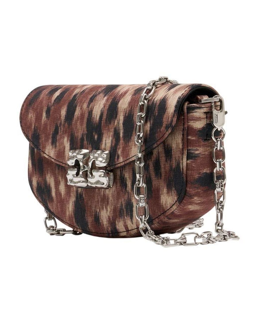 Ganni Brown Lulu Patterned Shoulder Bag