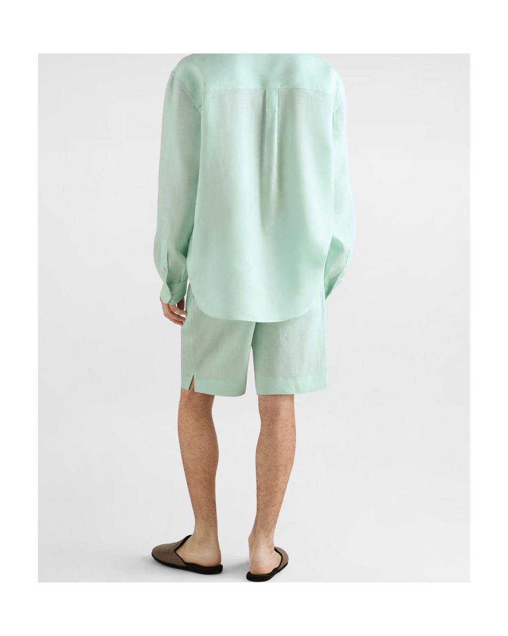 Dolce & Gabbana Blue Linen Bermuda Shorts for men
