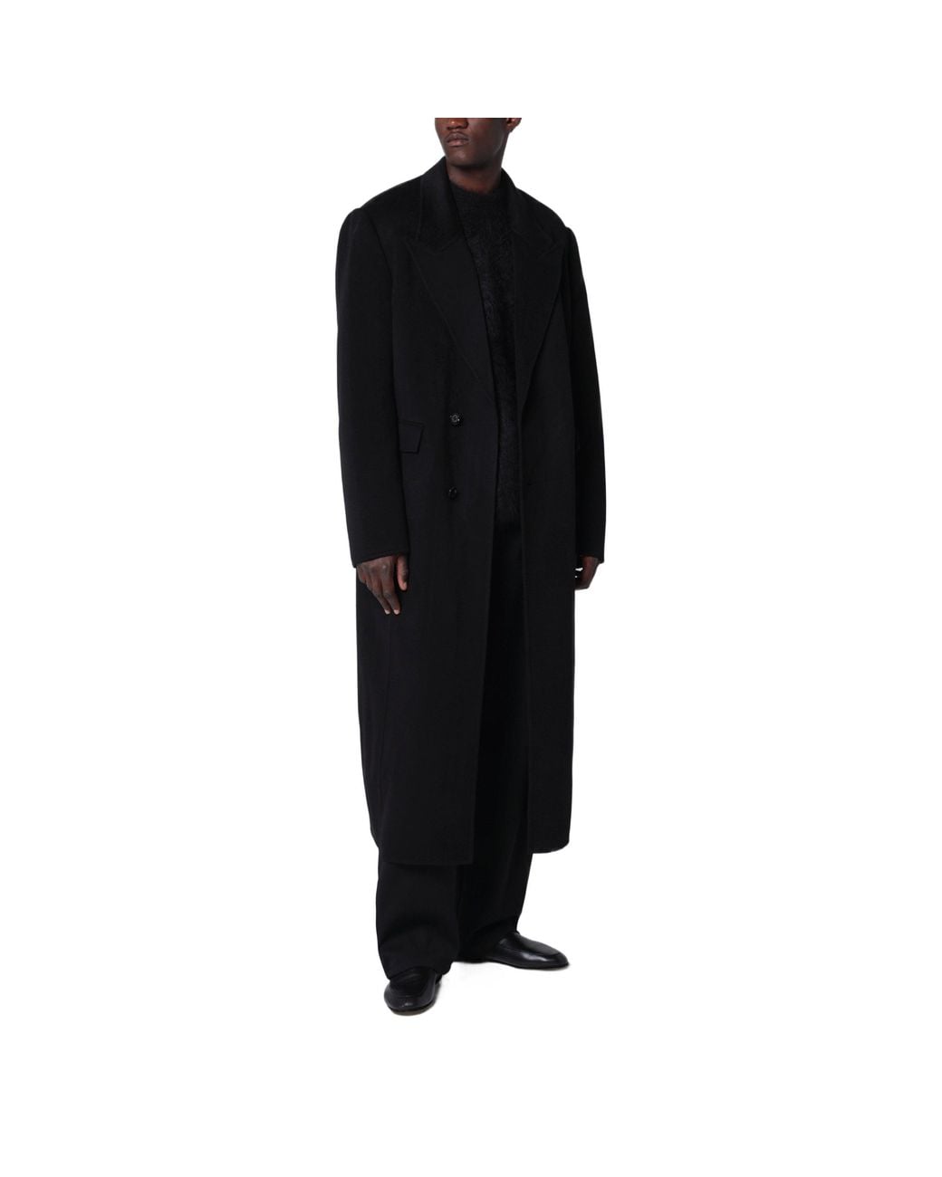 Séfr Black Cashmere Double-Breasted Coat for men