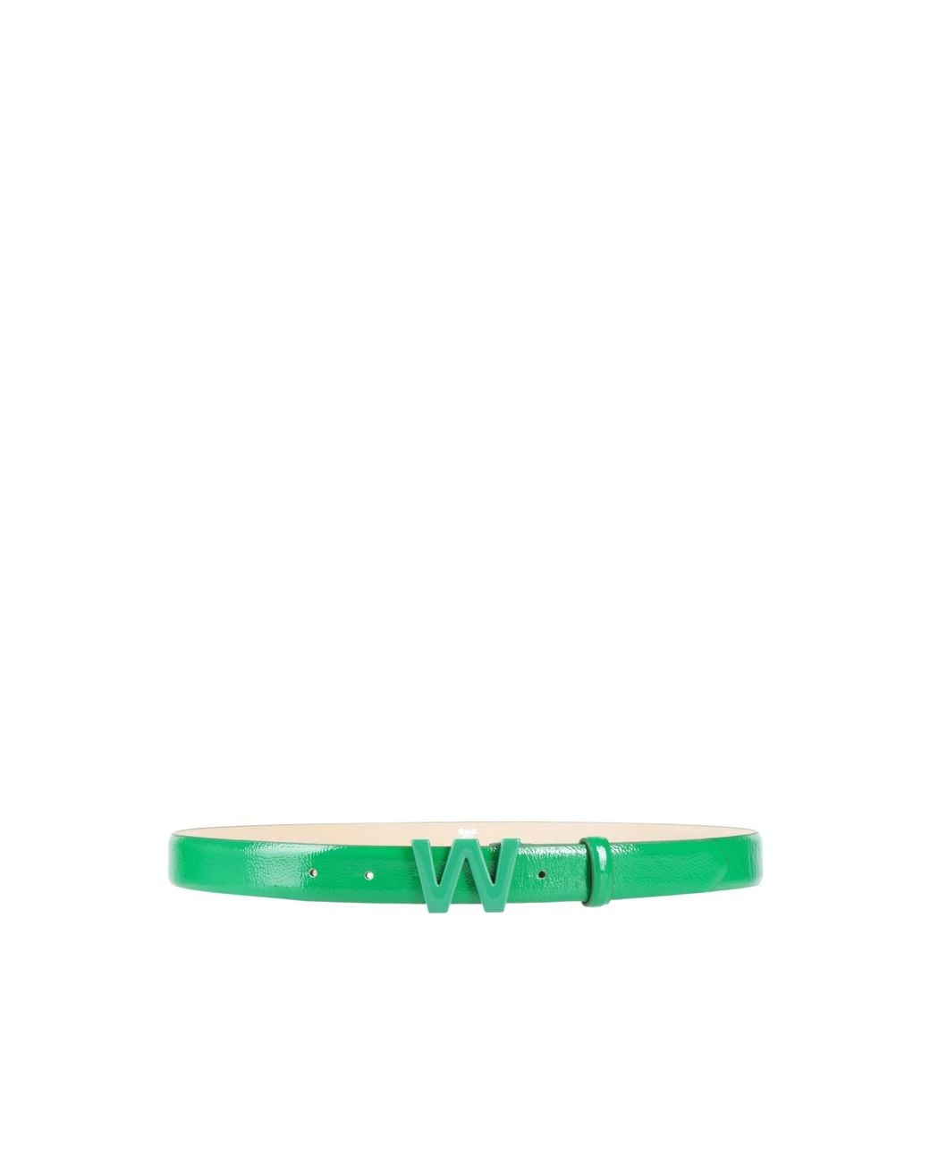 Weekend by Maxmara Green Solid-Color Glossy Leather Belt