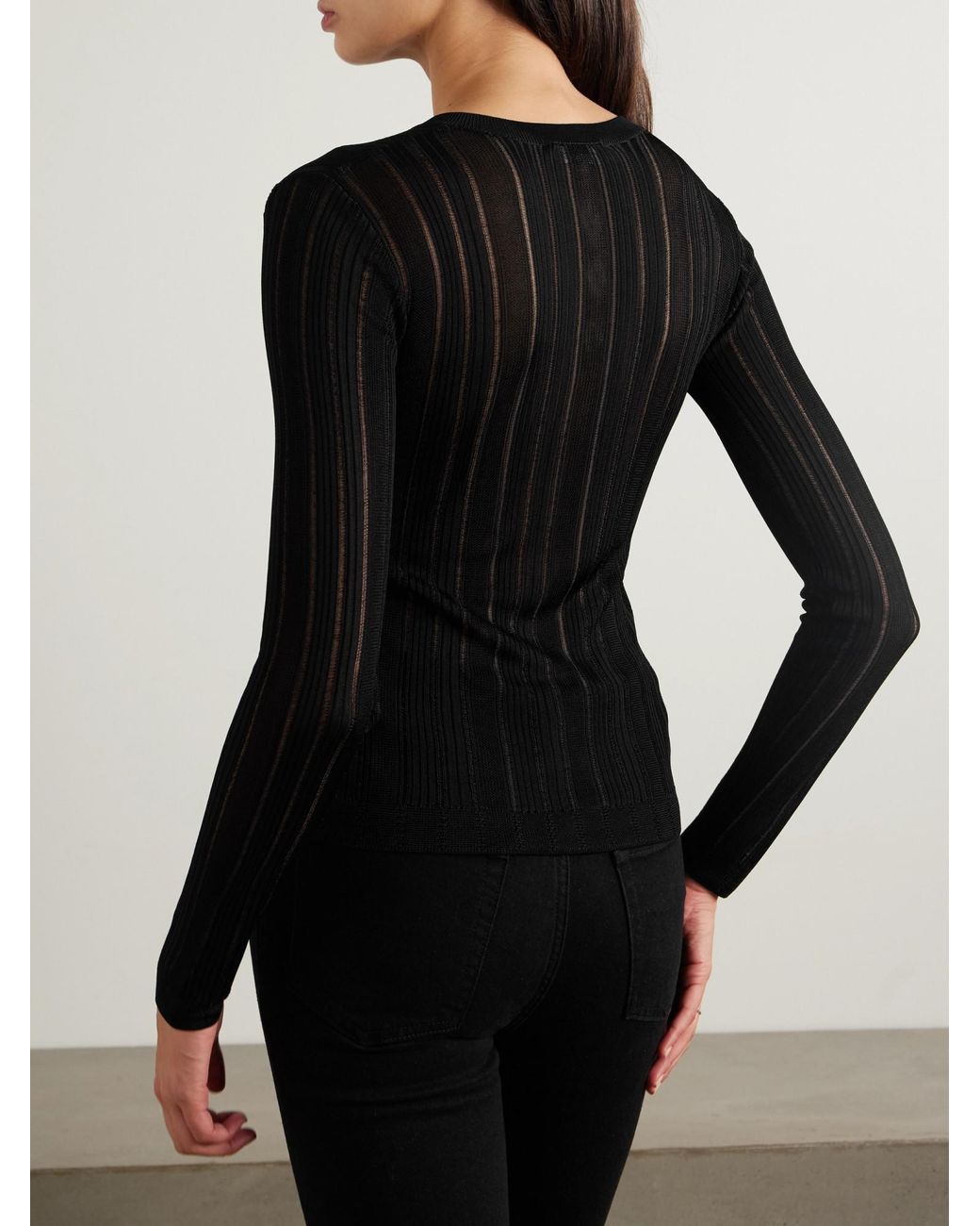 FRAME Black Button-Front Sweater