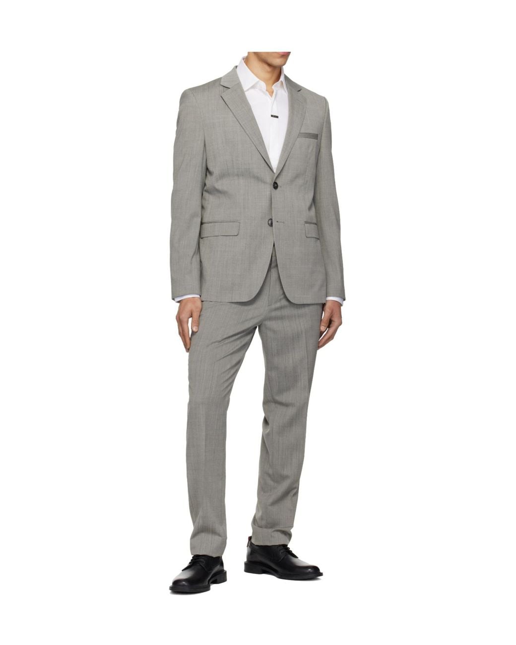 Boss Gray Long-Sleeved Wool Blend Suit for men