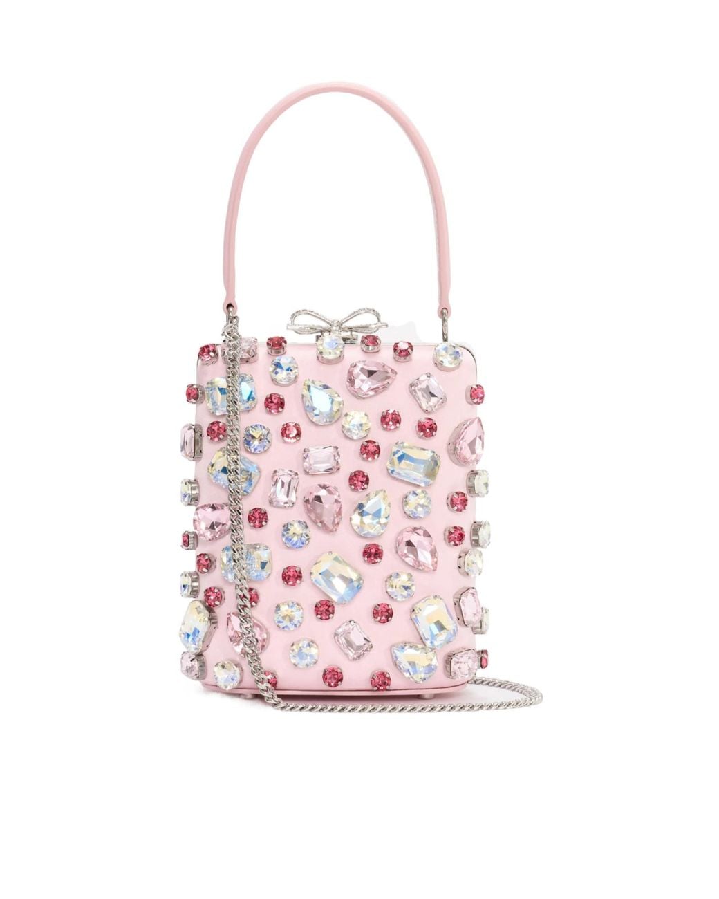 Self-Portrait Pink Embellished Top Handle Clutch Bag