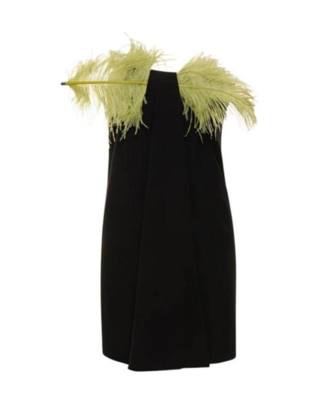 16Arlington Black Mirai Crepe Mini Dress W/Feathers