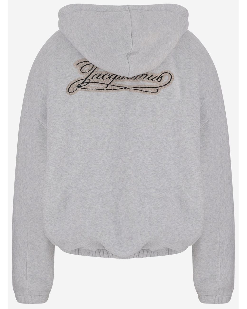 Jacquemus Gray Patch Logo Zip-Up Hoodie for men