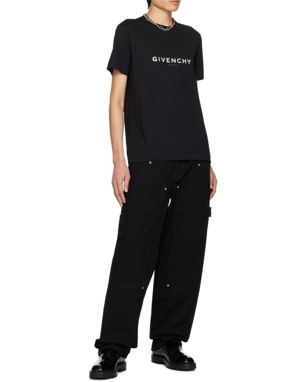 Givenchy Black Logo Printed Crewneck T-Shirt for men