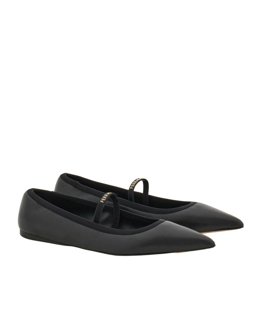 Ferragamo Black Ferragamo Ankle Ribbon Ballet Flat Shoes
