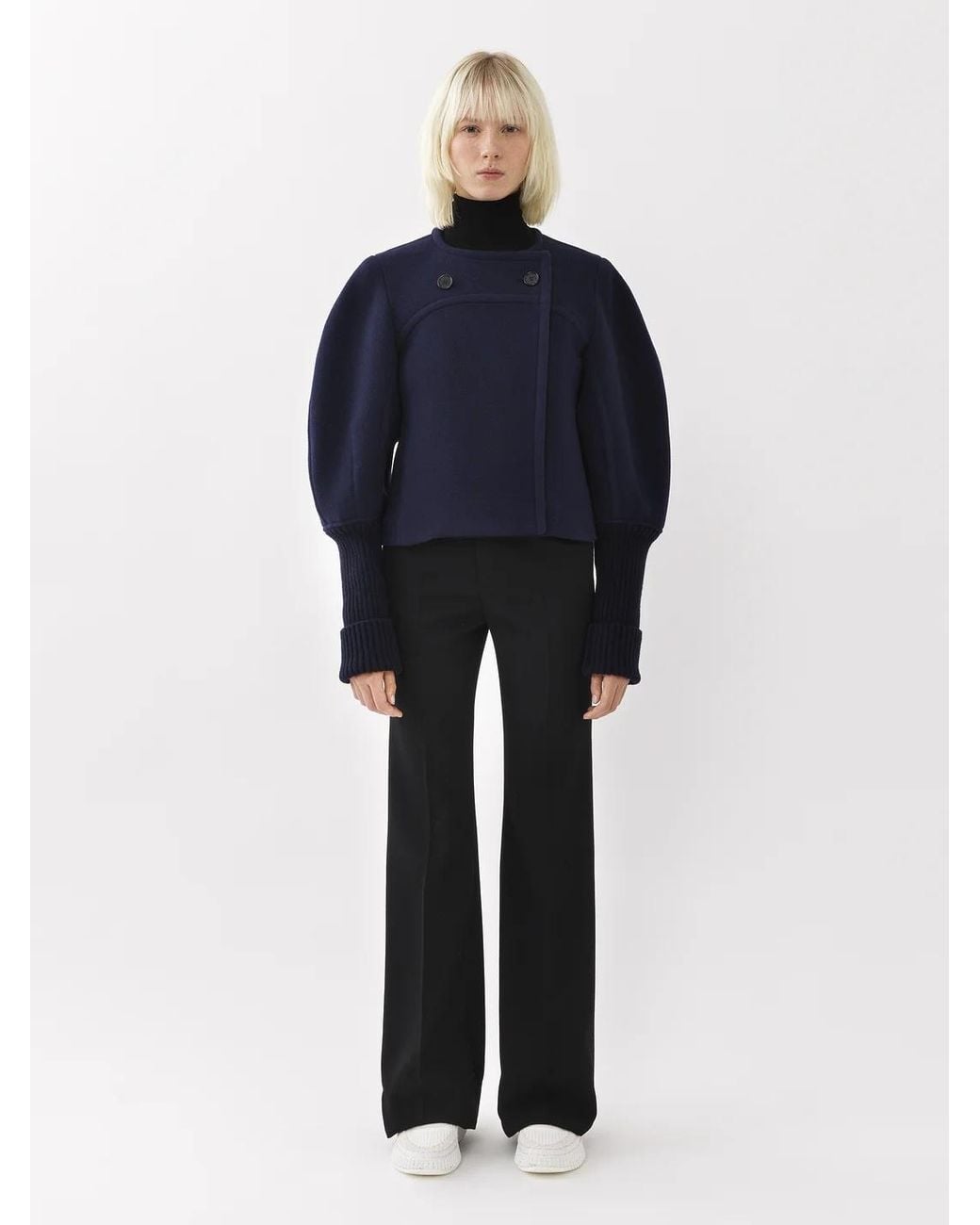 Chloé Blue Chloé Boxy Cropped Coat