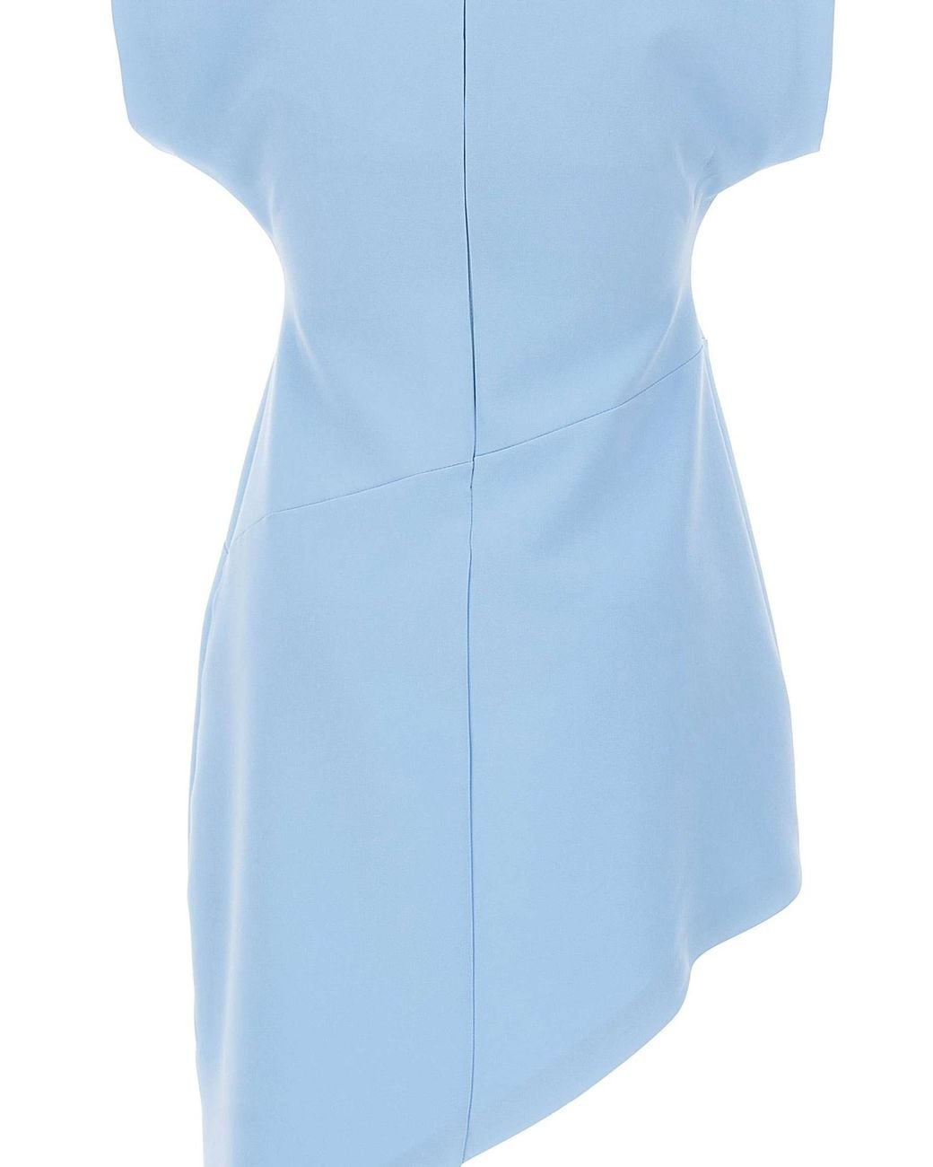 Kaos Blue Asymmetric Sleeveless Shirt Dress