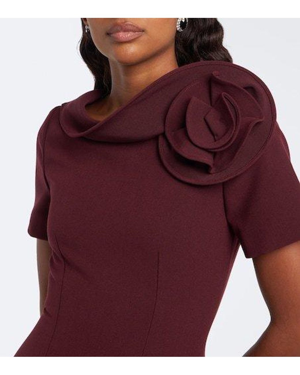 Roland Mouret Purple Mid-Sleeve Knee-Length Dress