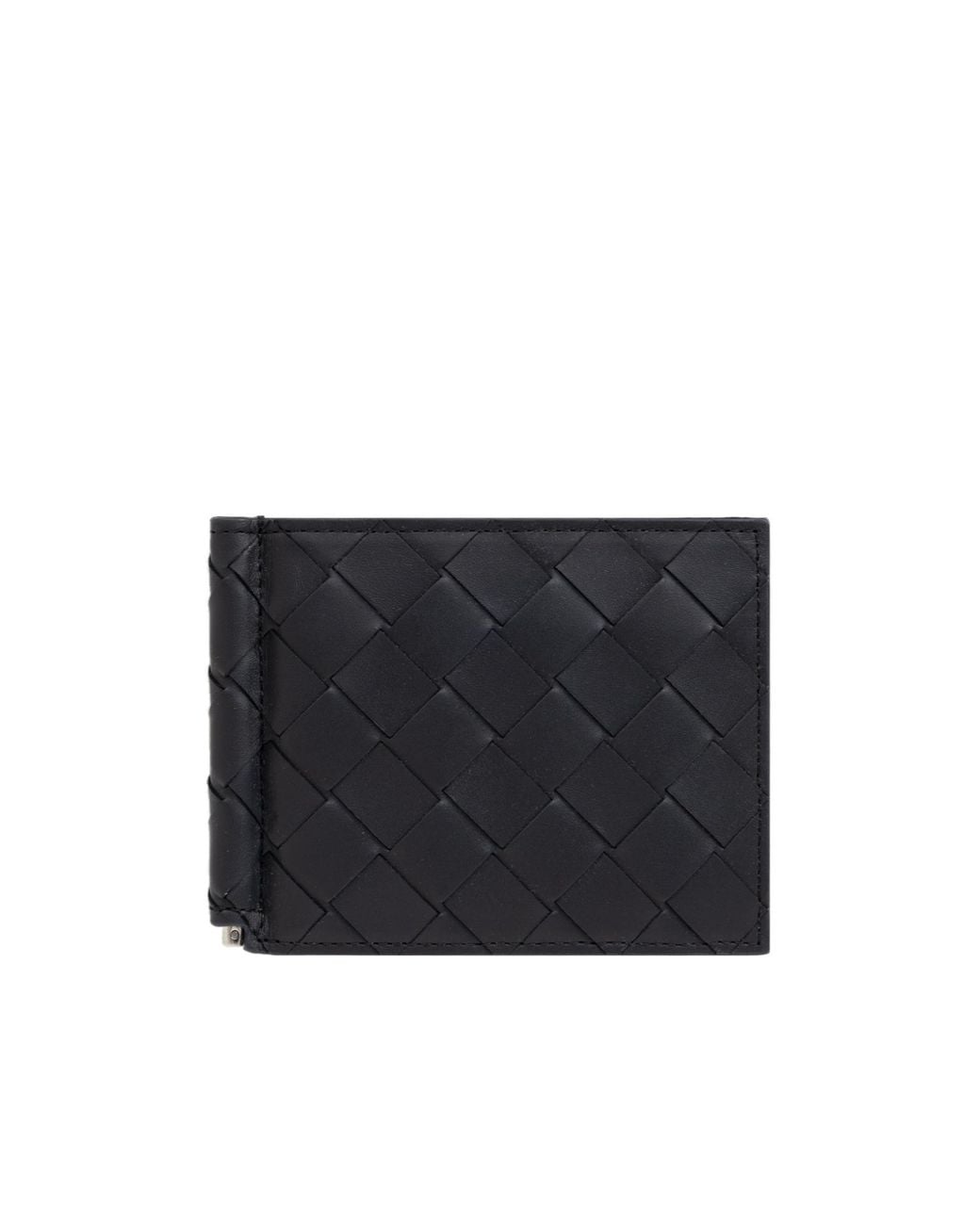Bottega Veneta Black Intrecciato Bill Clip Wallet for men