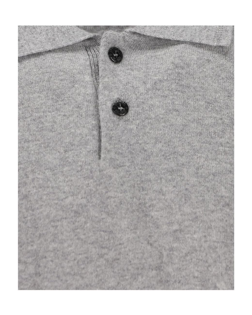 Stone Island Gray Logo Patch Knitted Polo Shirt for men