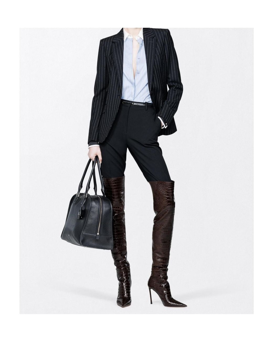 Tom Ford Blue Striped Silk Shirt With Contrast Details