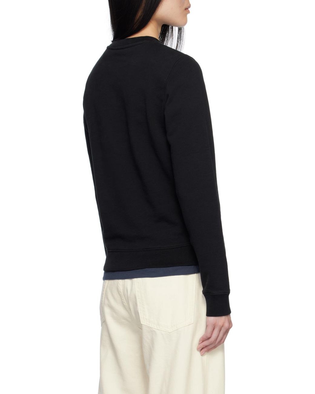 Maison Kitsuné Black Maison Kitsuné Fox Head Patch Crewneck Sweatshirt