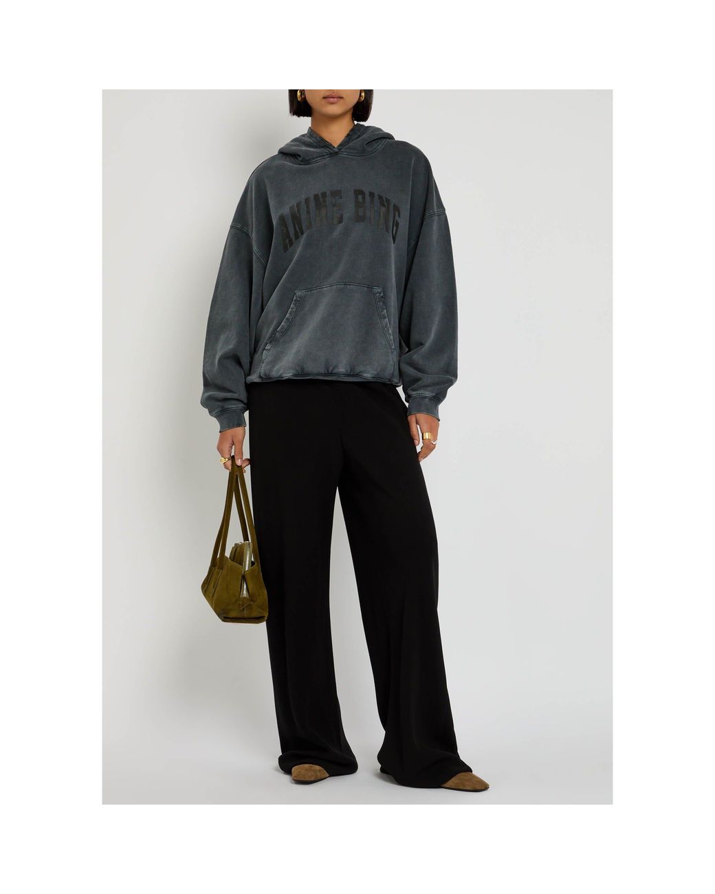 Anine Bing Black Cotton Oversized Sweatshirt