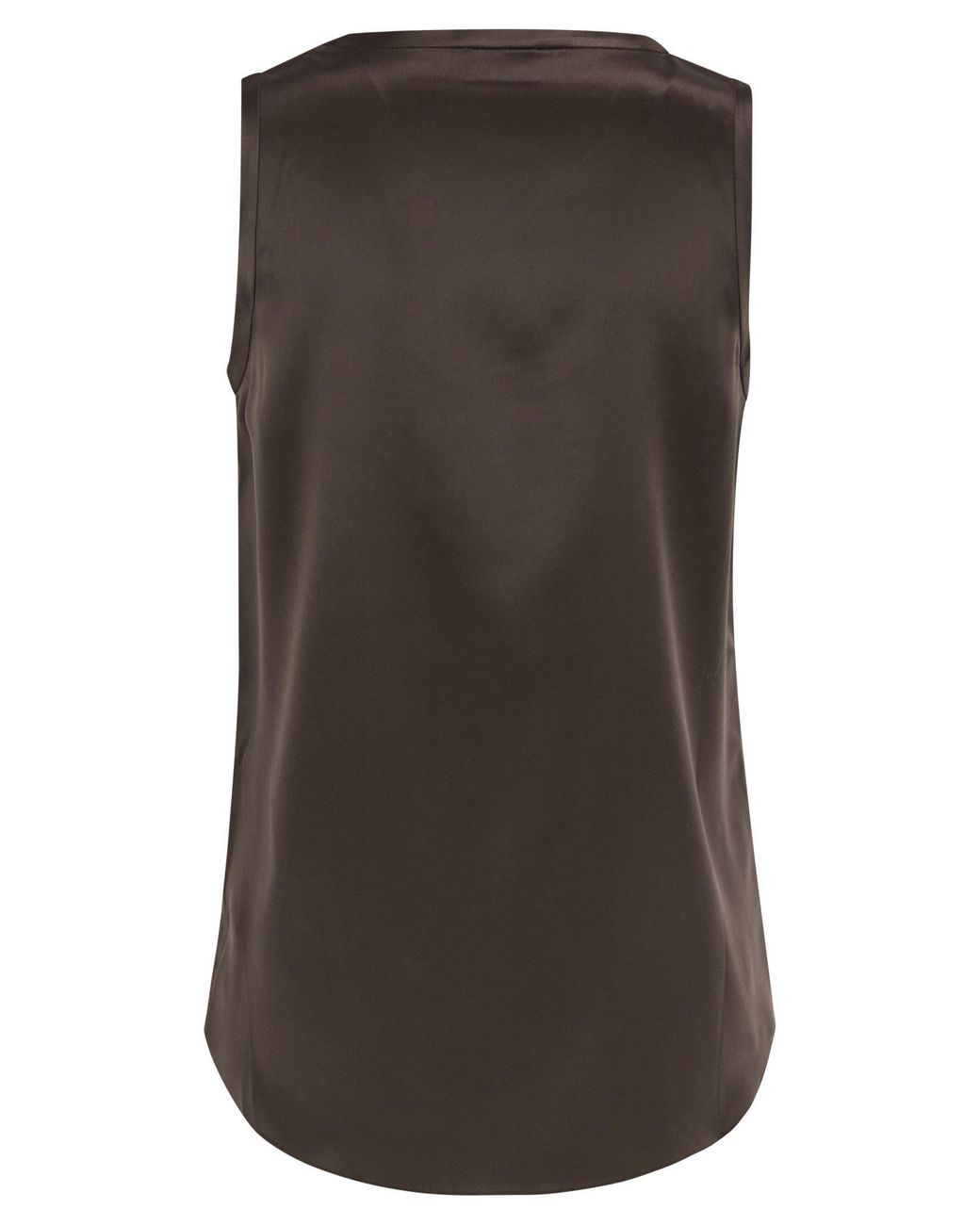 Brunello Cucinelli Brown Reversible Silk-Satin Top