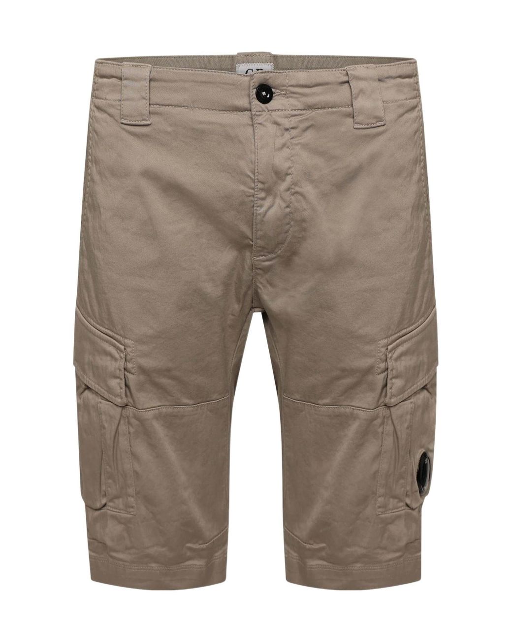 C P Company Gray Sateen Stretch Cargo Shorts for men