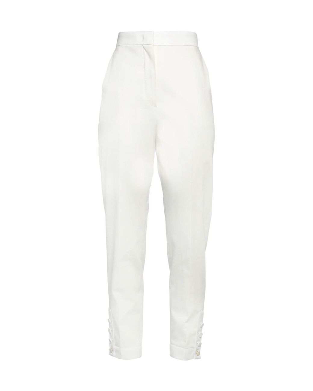 Max Mara White Solid Color Stretch Pants