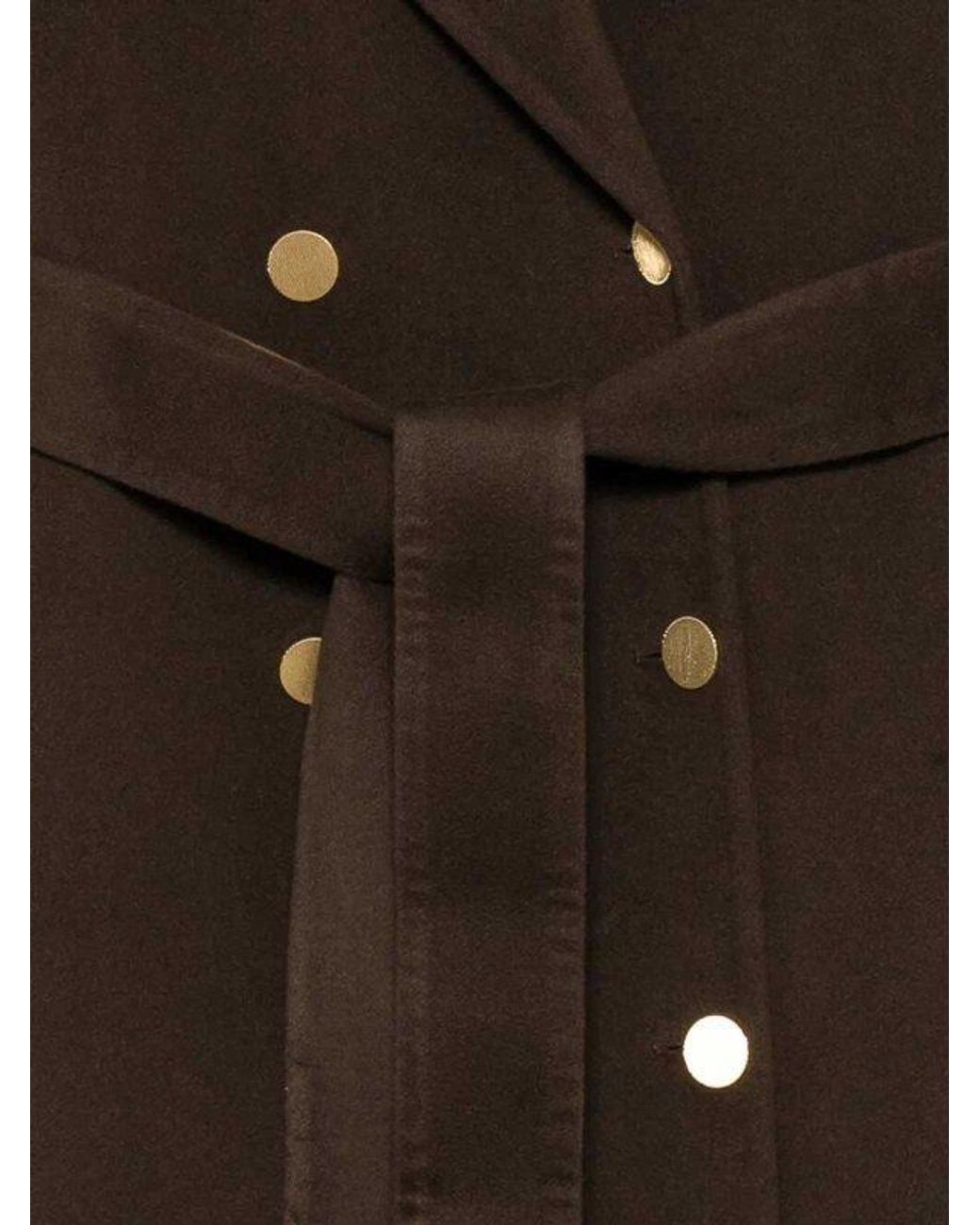 Alberta Ferretti Wool Trench Coat in Brown | Lyst