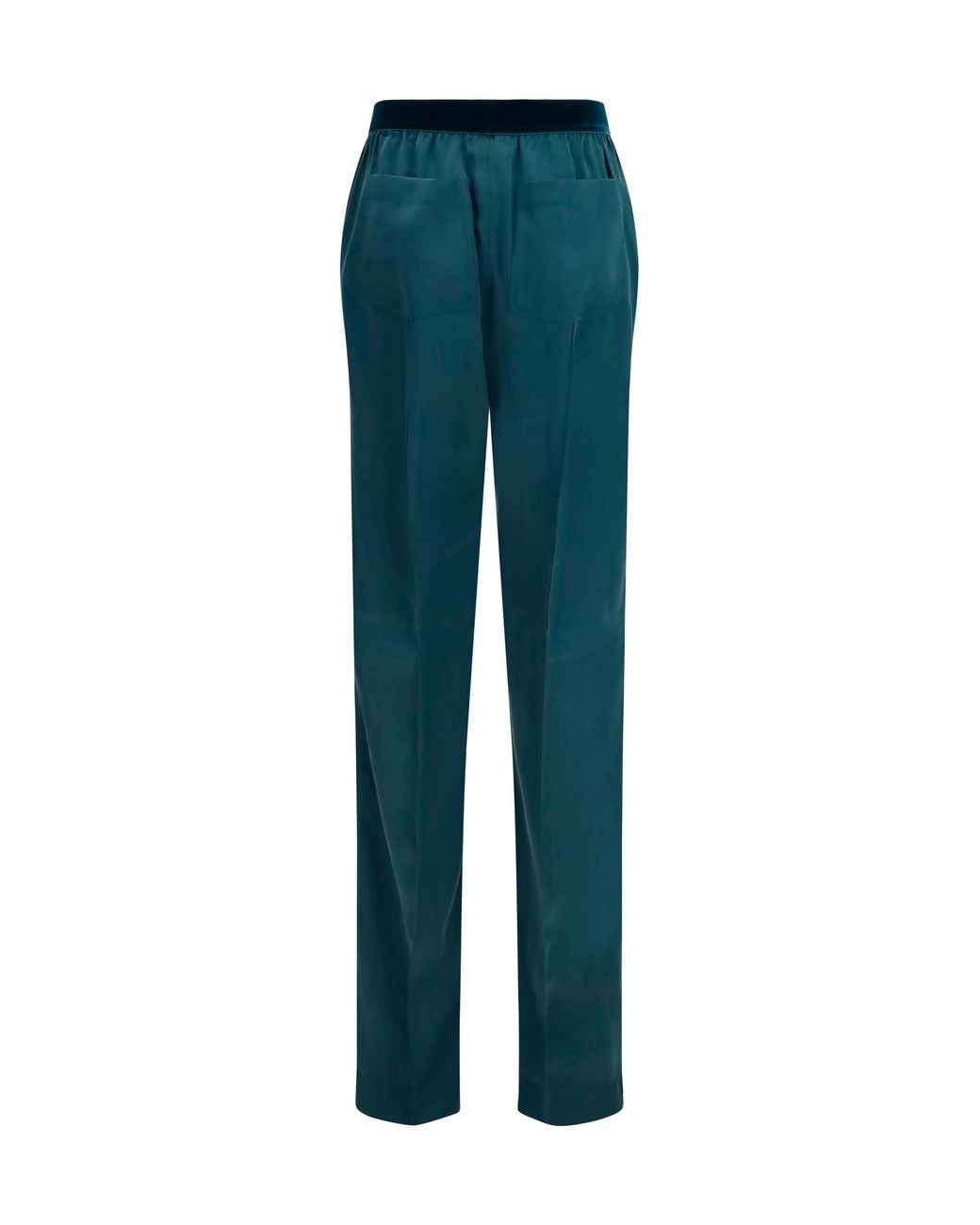 Tom Ford Blue Stretch Satin Wide-Leg Pants