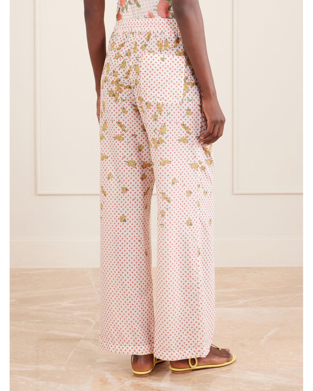 Donde Esteban Pink Wide Leg Printed Cotton Pants