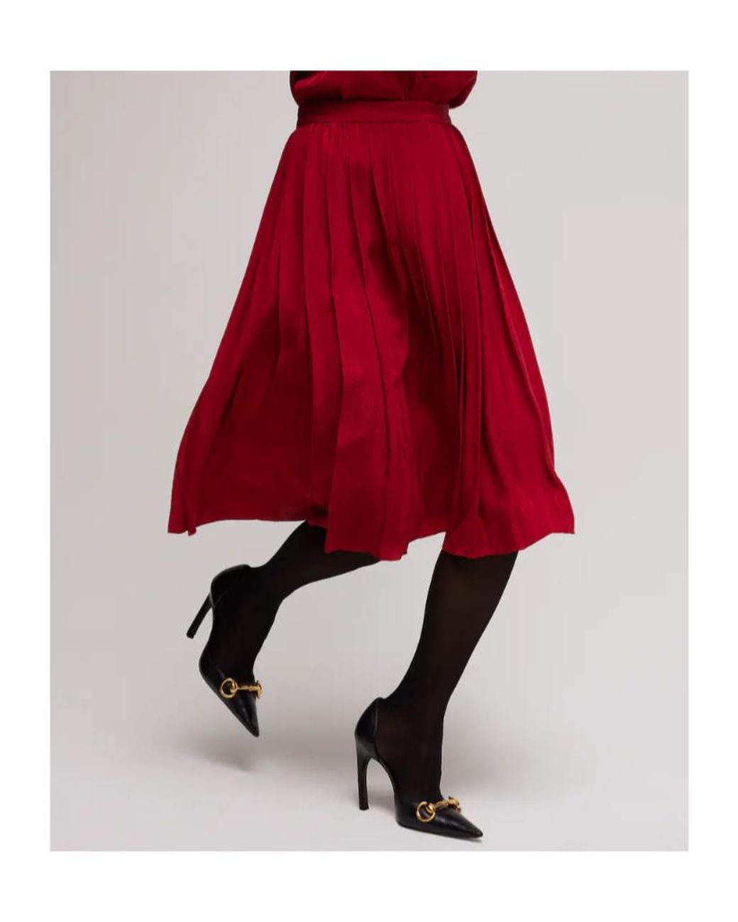 Gucci Red Interlocking G Chain Jacquard Midi Skirt