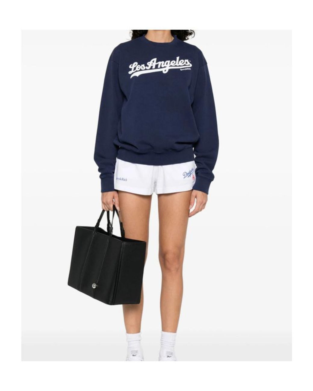 Sporty & Rich Blue Logo Printed Crewneck Sweatshirt