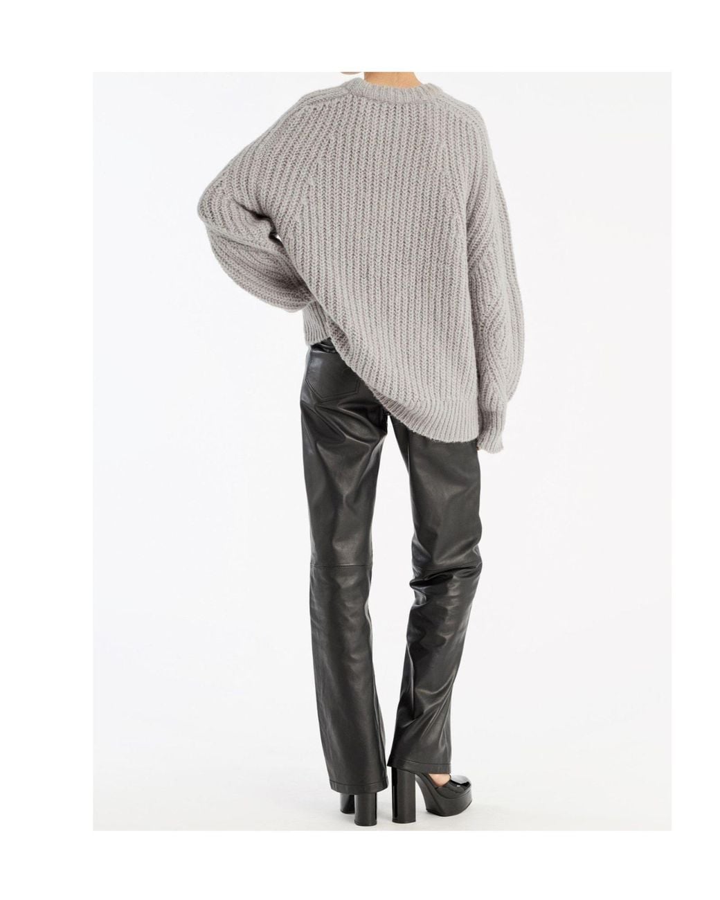 ROTATE BIRGER CHRISTENSEN Gray Logo Long-Sleeve Sweater