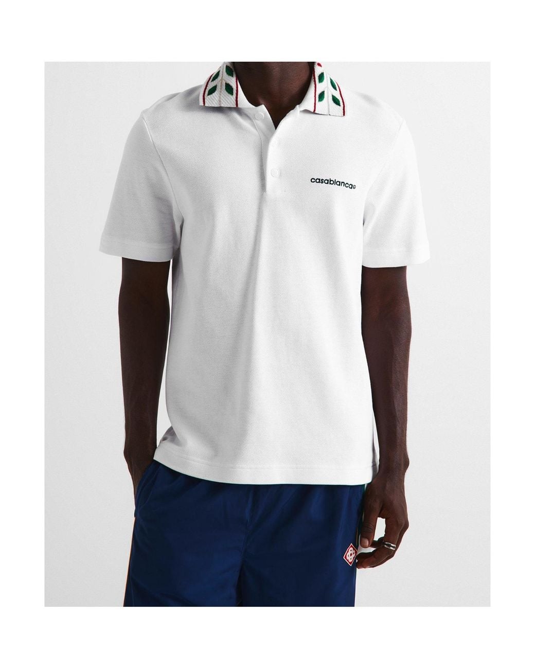 Casablanca White Logo Short-Sleeve Polo Shirt for men