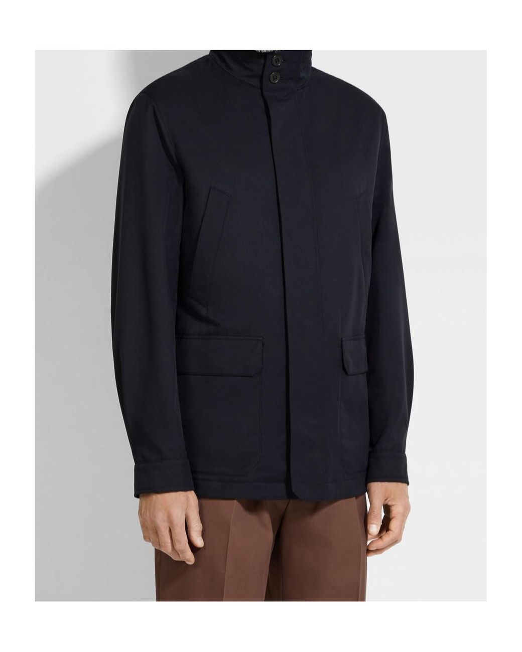 Zegna Blue Technical Fabric Motorin 250Cc Field Jacket for men