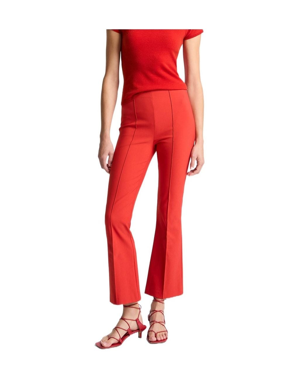 Vince Red High-Rise Cropped Flare Pants