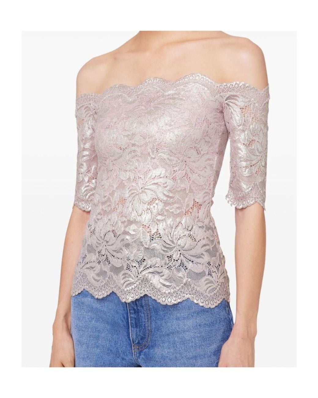 Rabanne Multicolor Scalloped Edge Lace Top