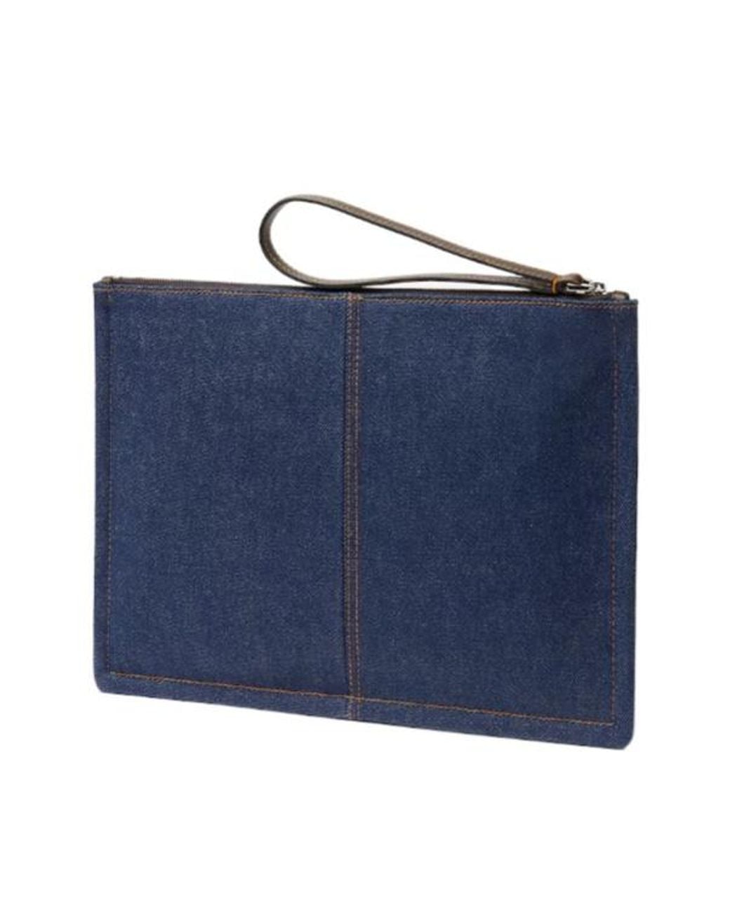 Fendi Blue Ff Medium Flat Pouch for men