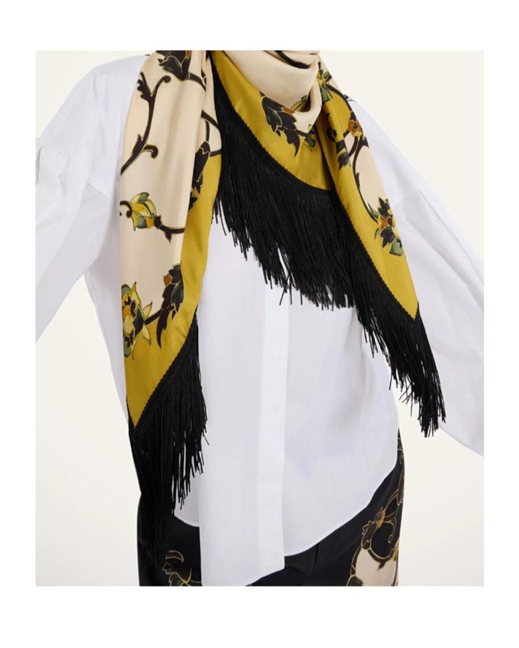 LaDoubleJ White Reversible Fringe Foulard 90