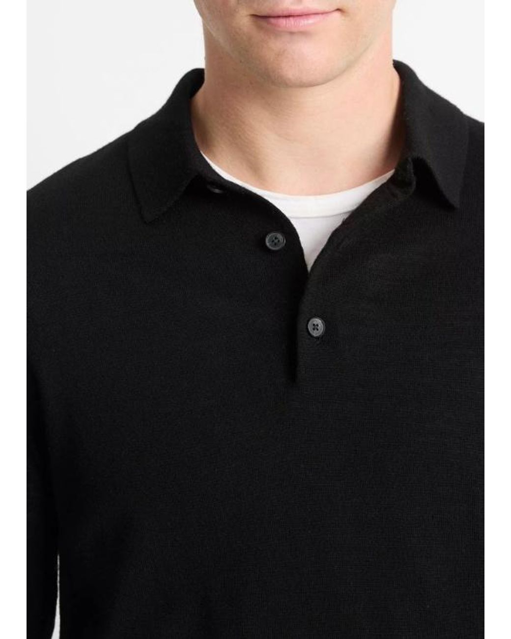 Vince Black Merino Knit Polo Shirt for men