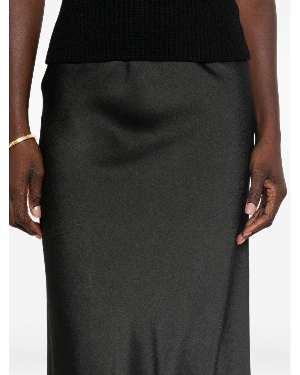 Fabiana Filippi Black Enver Satin Maxi Skirt