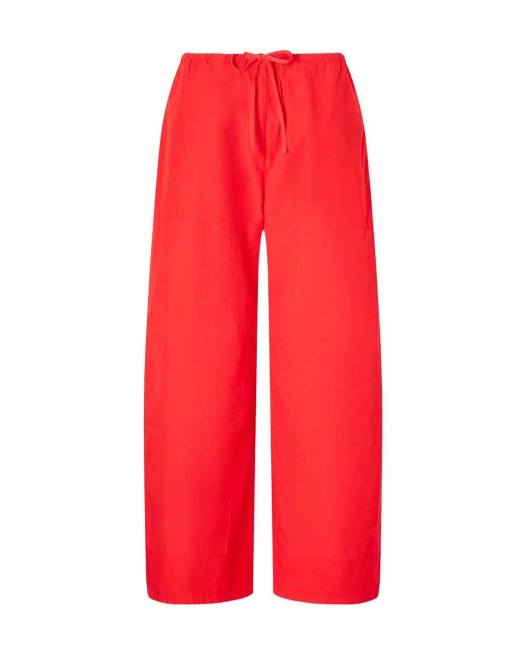 Leset Red Kyoto Cotton-Poplin Low-Rise Wide-Leg Pants