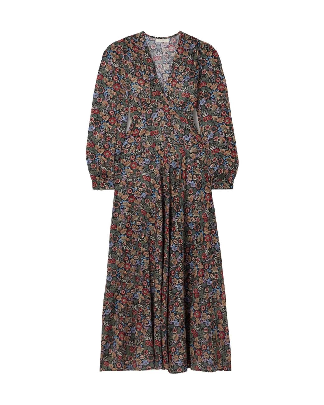 Doen Gray Charleston Floral-Print Organic Cotton-Voile Midi Dress