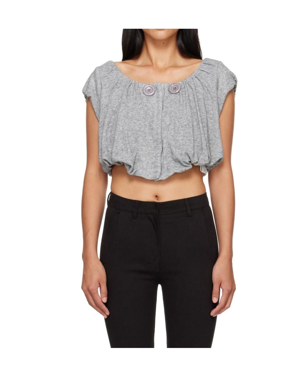OPEN YY Gray Shirred Jersey Vest