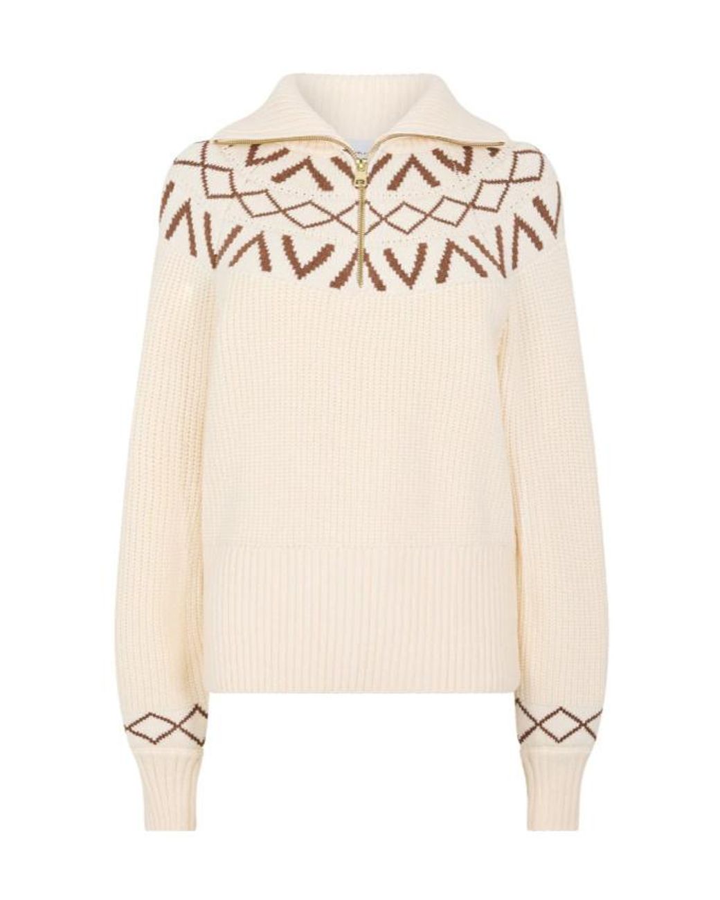 Varley White Sigrid Ribbed-Knit Half-Zip Sweater