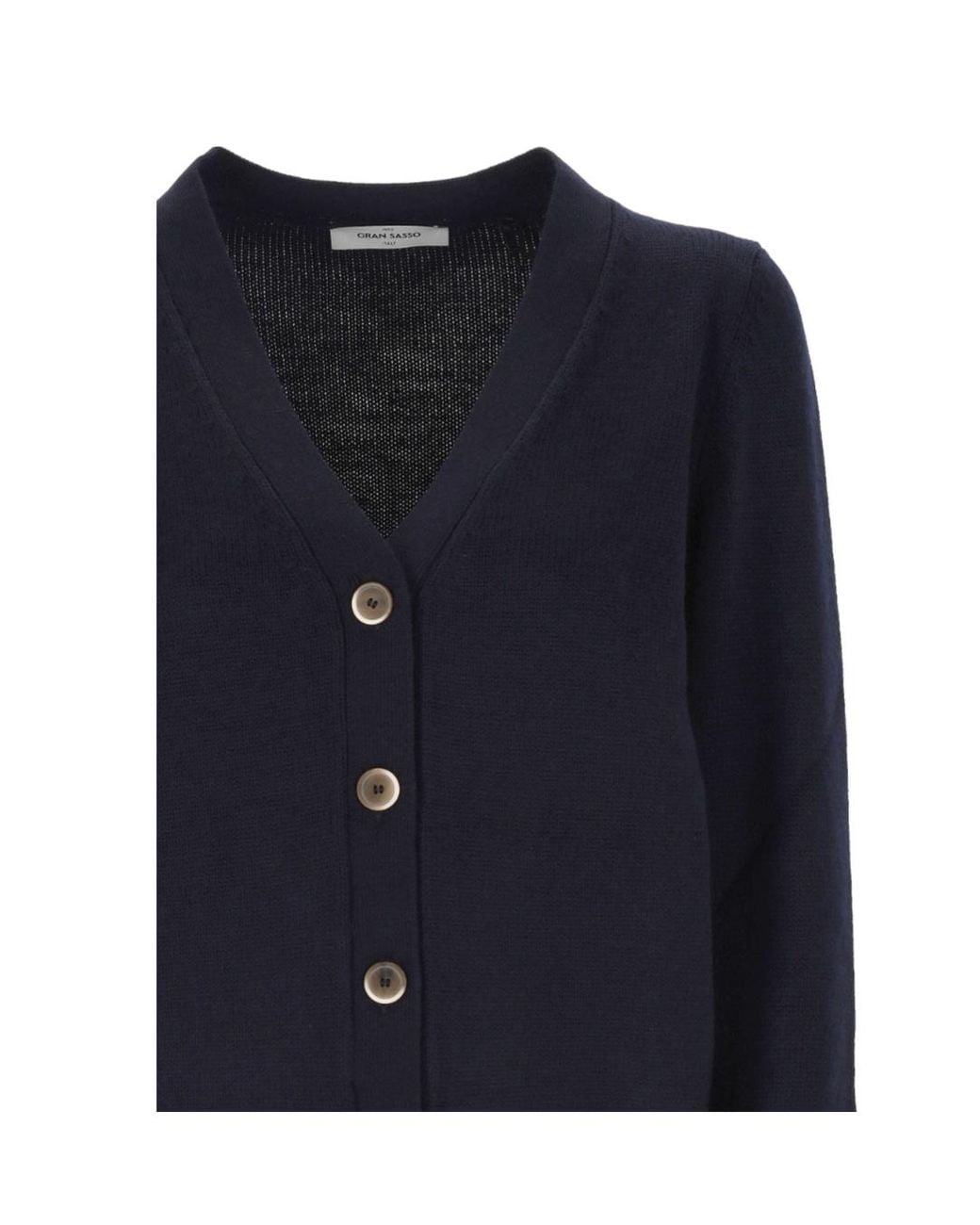 Gran Sasso Blue Button-Up V-Neck Cardigan