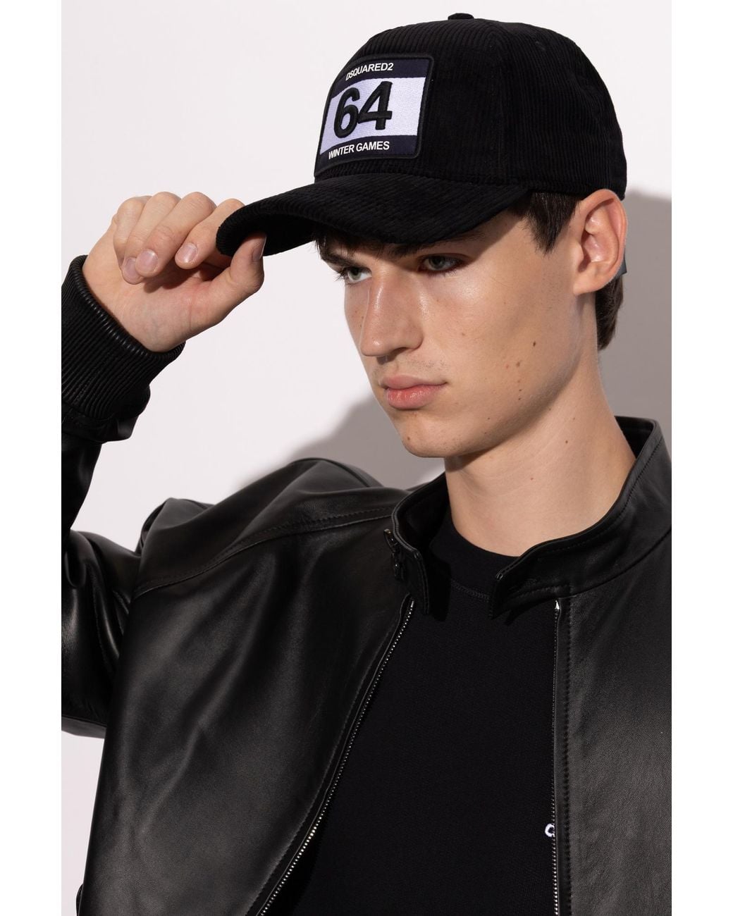 DSquared² Black Winter Games Corduroy Cap for men