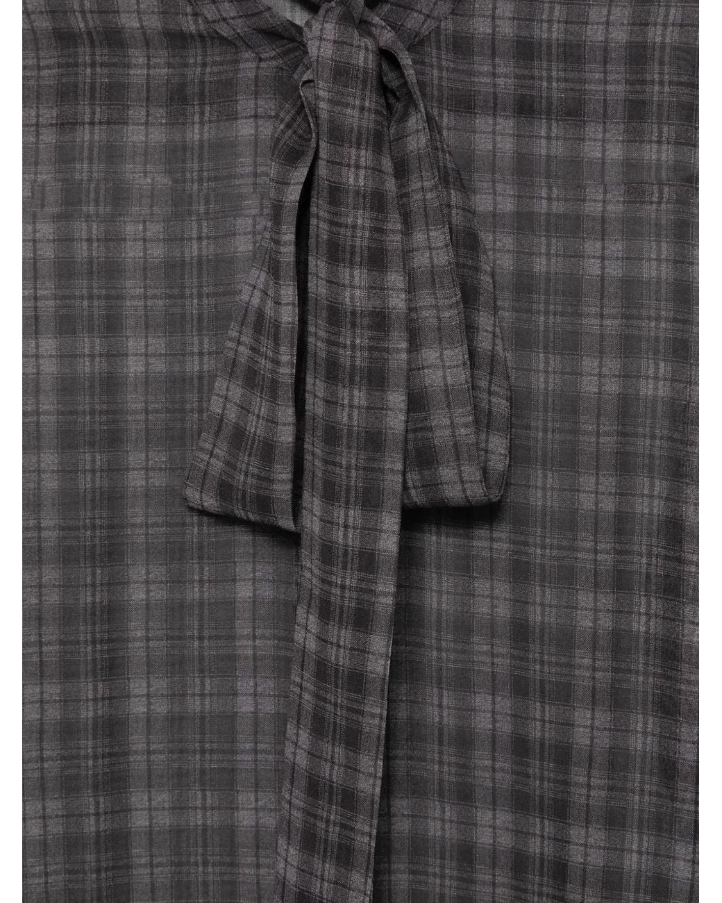 7 For All Mankind Gray Sheer Bow-Neck Top