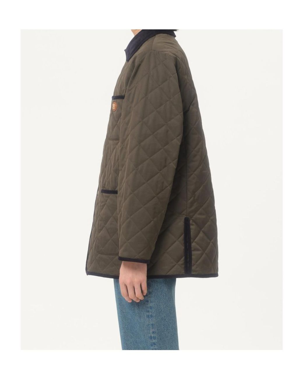 Valentino Brown ヴァレンティノ Vロゴパッチ ボタンアップ ジャケット for men