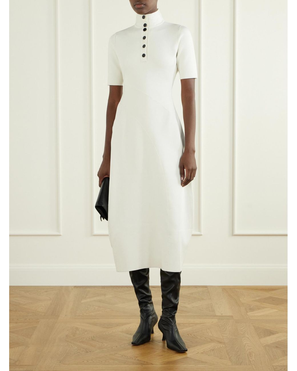 Proenza Schouler White Mathilde Ribbed Stretch-Jersey Midi Dress