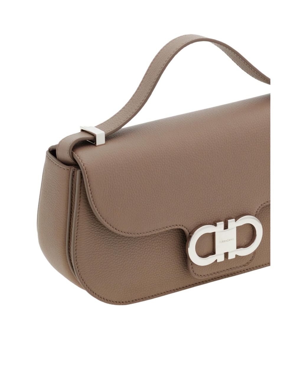 Ferragamo Brown Double Gancini East-West Crossbody Bag