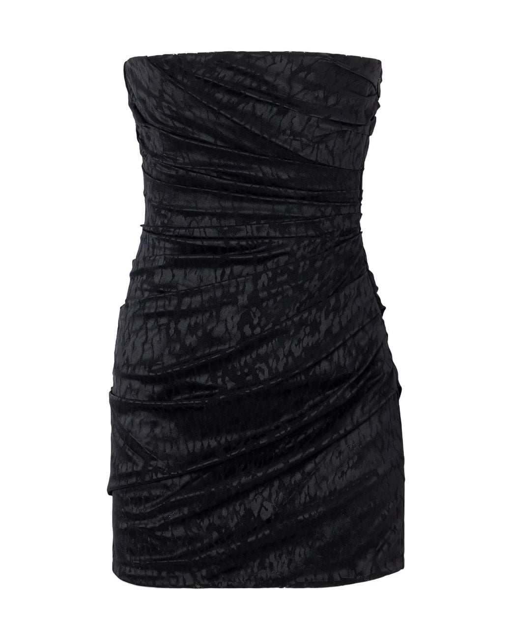 Alex Perry Black Gathered Leopard-Print Lace Bustier Mini Dress