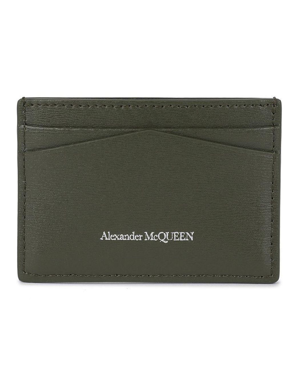 McQueen Green Skull Leather Card Holder